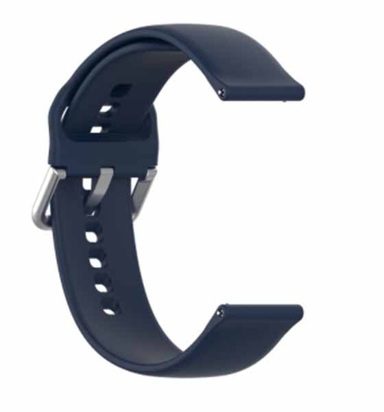 Dark Blue Plain Silicone Strap With Stainless steel Buckle For Smart Watch (22mm)