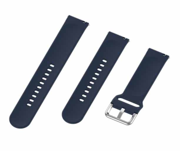 Dark Blue Plain Silicone Strap With Stainless steel Buckle For Smart Watch (22mm)