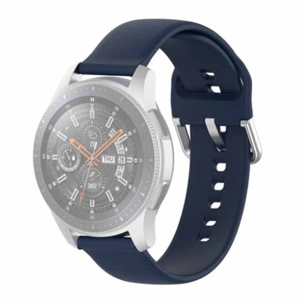 Dark Blue Plain Silicone Strap With Stainless steel Buckle For Smart Watch (20mm)