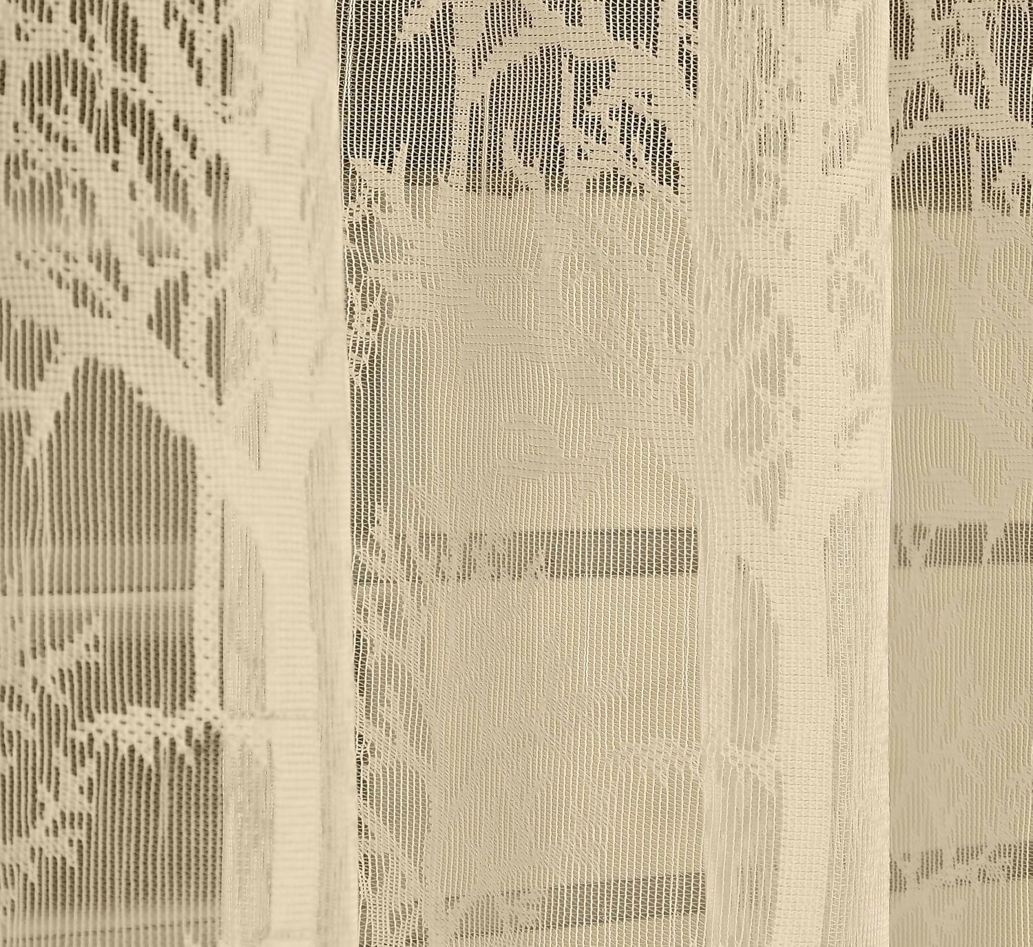 Fabrilia Cream Sheer Net Door Curtains – Semi-Transparent, 7 Feet Long, Set of 2