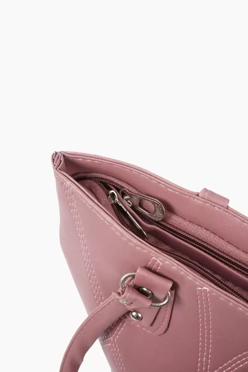 Women’s Faux Leather Solid Hand Bag - Pink