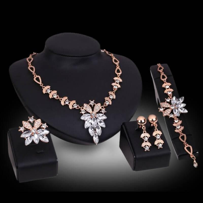 Pinapes Stunning AD Vintage Statement Necklace Earrings Bracelet Ring for Women/Girls