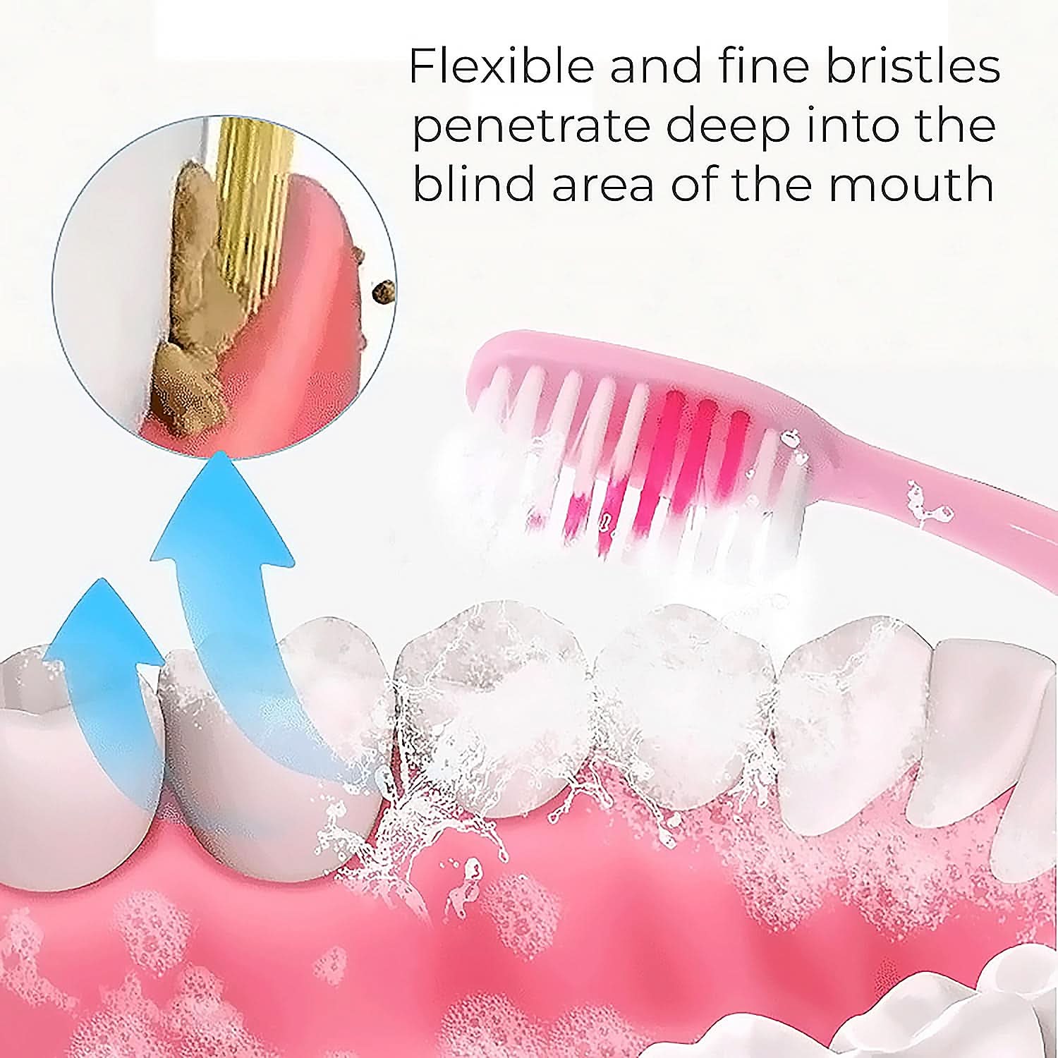 2-in-1 Soft Toothbrush with Tongue Scraper – Long Handle Oral Care Set (8 Pcs)
