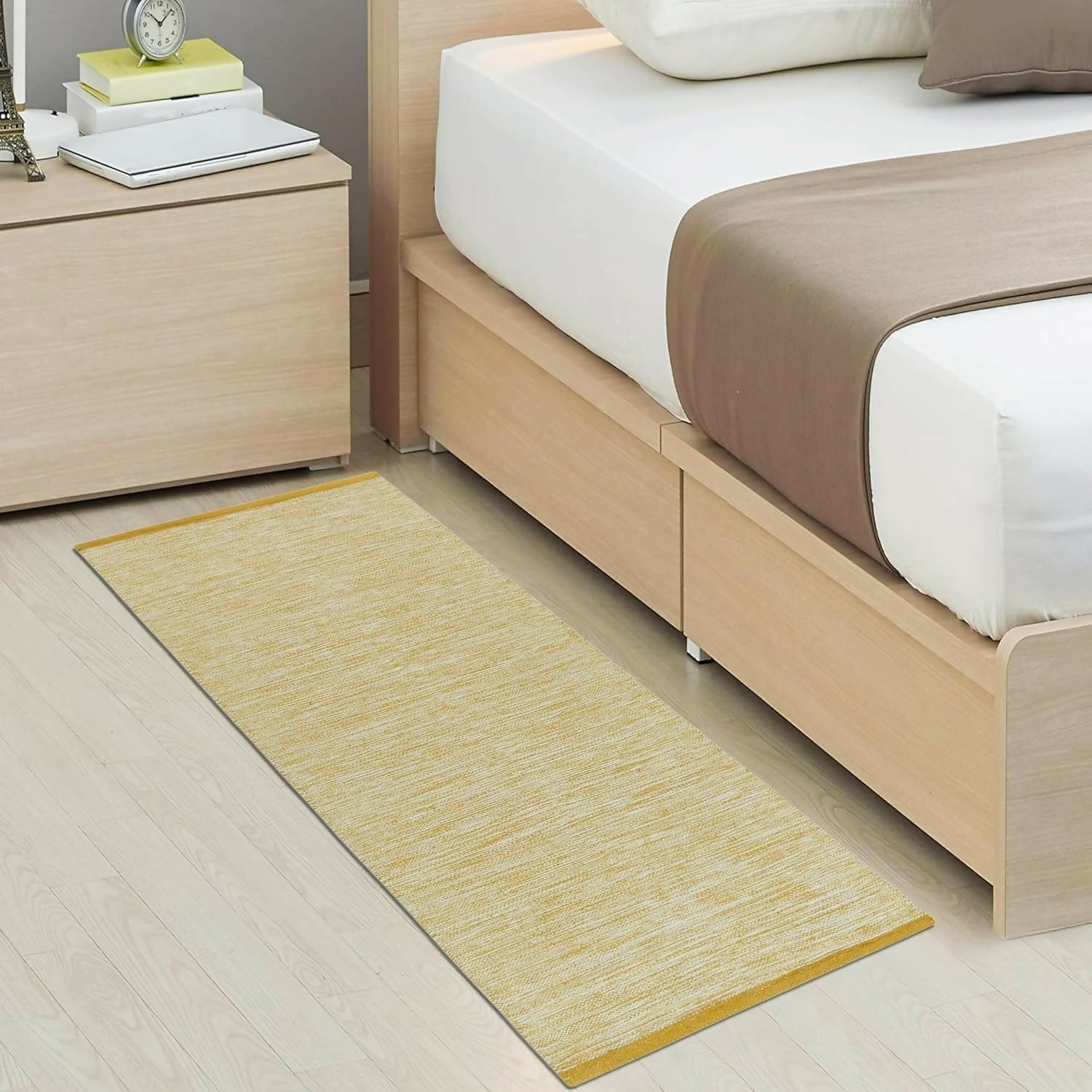 AaHo Eco-Friendly Cotton Rug Vintage Threads Striped Runner for Bedroom & Hall ( 2x5 ft) yellow