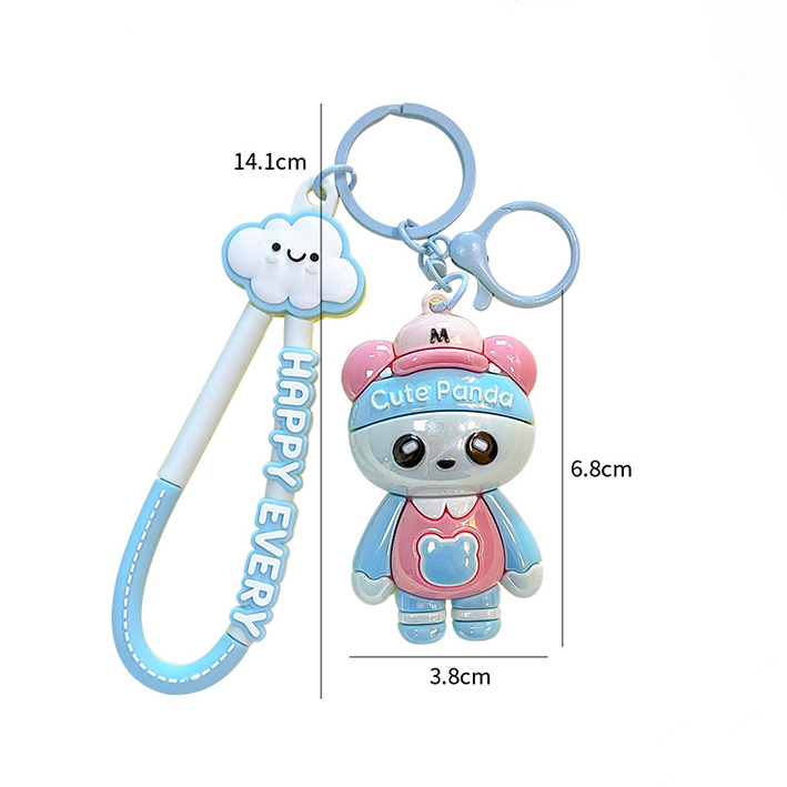 Cute Panda Acrylic Plating Cloud Keychain