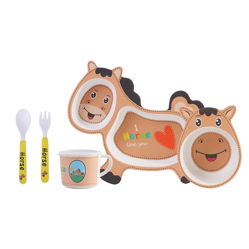 Horse Bamboo Fiber Kids Tableware Set of 5