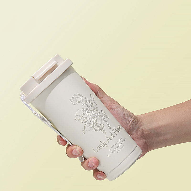 Stainless Steel Vintage Flower Style Coffee Thermos Cup 500ml