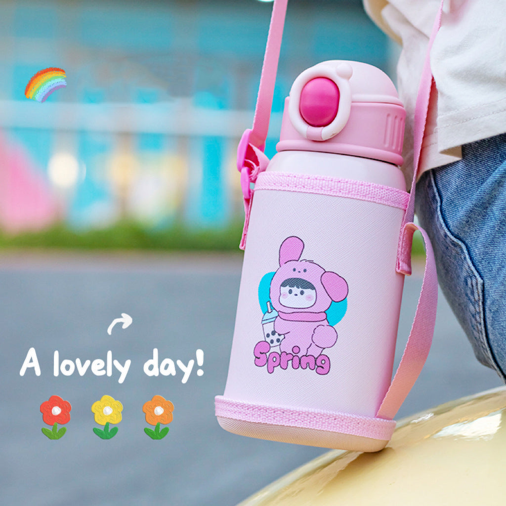 Children Stainless Steel Water Bottle With Pouch - 500ml