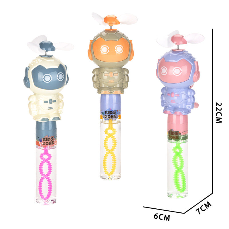 Robot Shape Hand Fan & Bubble Blowing Wand