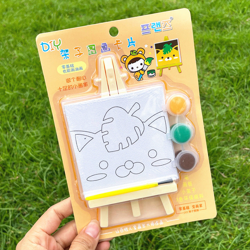 DIY Canvas Easel Painting Kit - 3 Colors & Brush