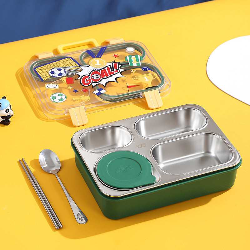 Organize Your Meals with Stainless Steel 4-Grid Lunch Box | 800ml + 150ml