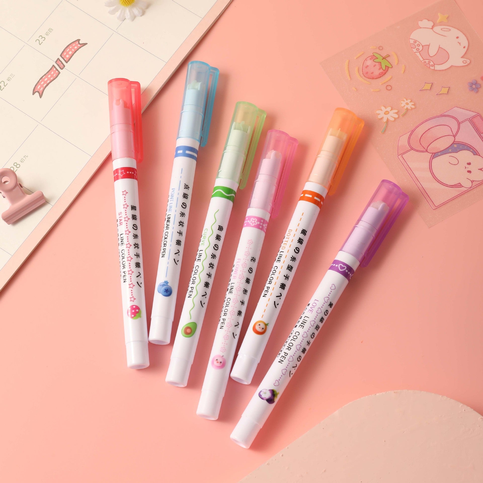 6-in-1 Pattern Roller Linear Color Pen