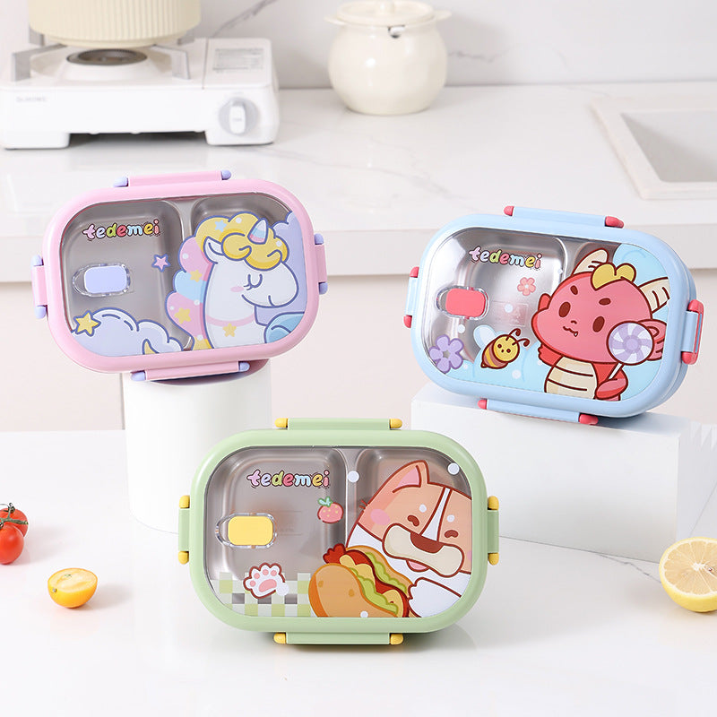 Cute Animal Steel Lunch Box – 850ml of Fun & Freshness!