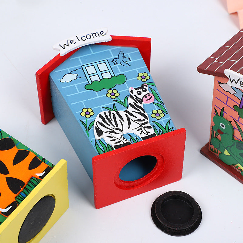 Wooden Animal Theme House Piggy Bank