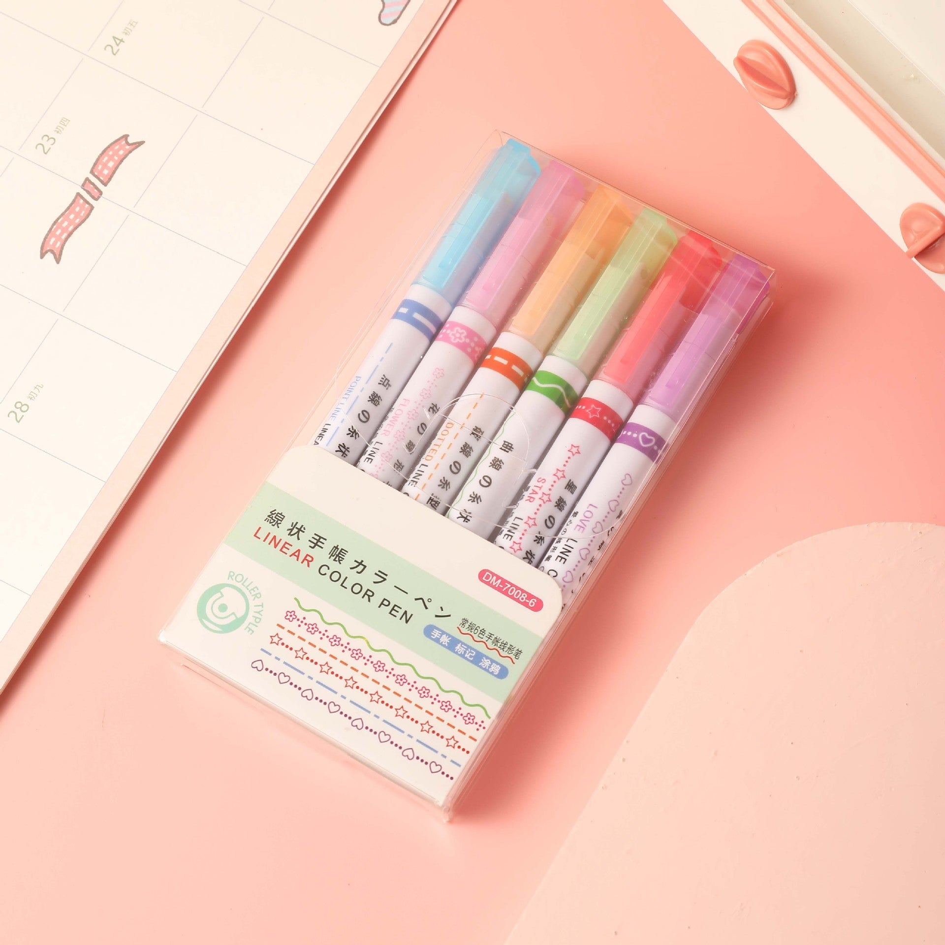 6-in-1 Pattern Roller Linear Color Pen