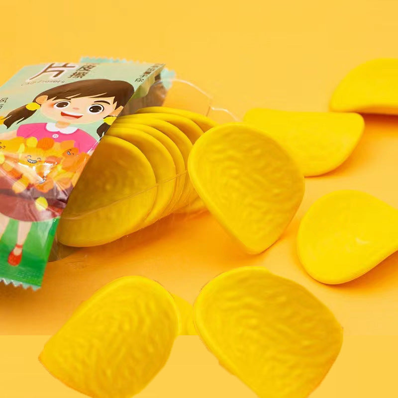 Chips Pencil Erasers Pack of 6