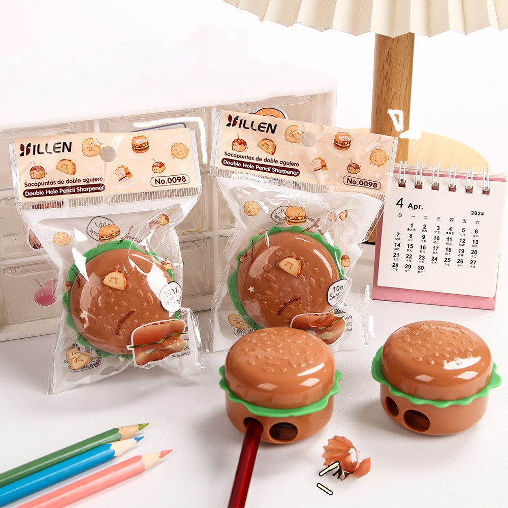 Burger Shape Double Hole Pencil Sharpener
