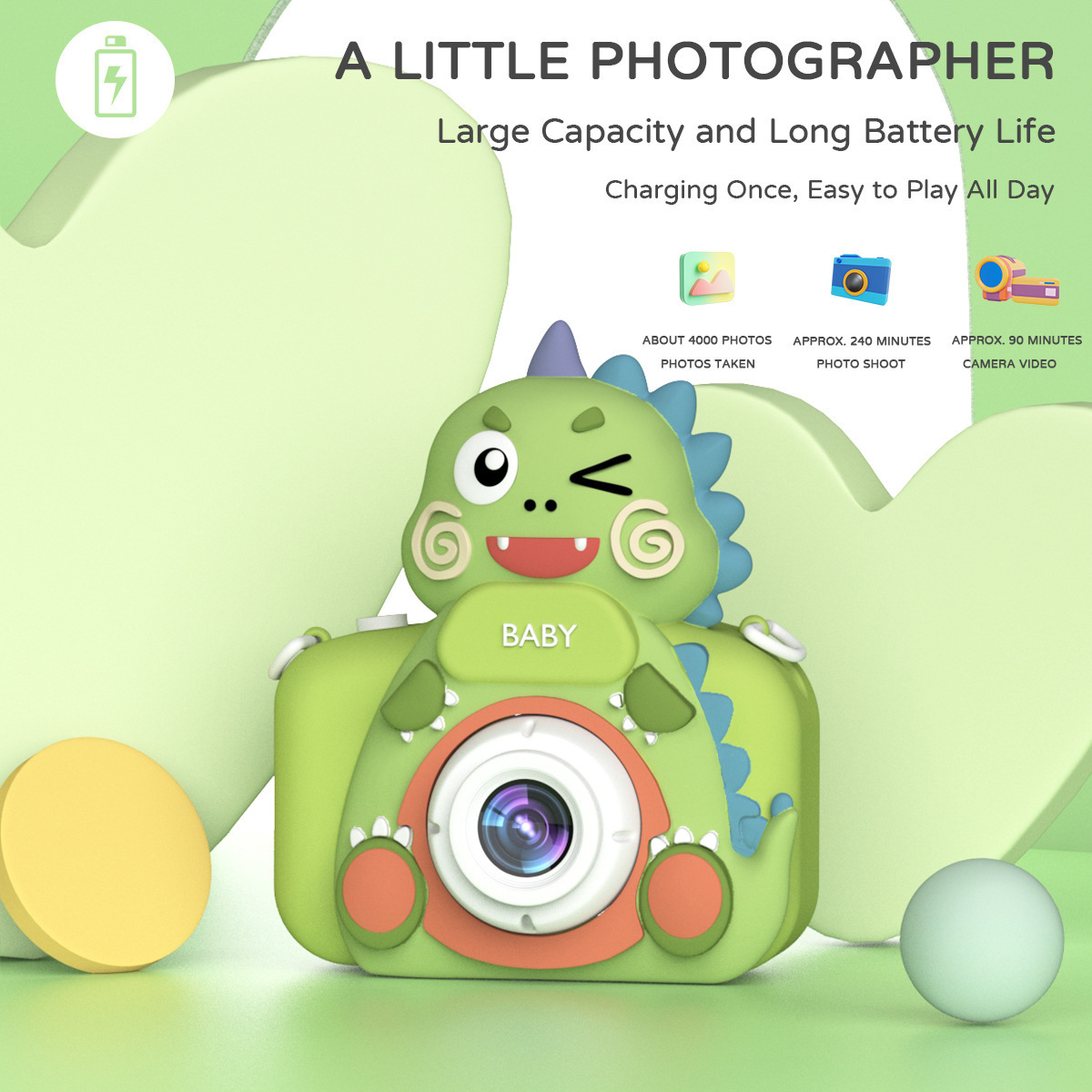 Mini kids Electronic Camera-Dino-Cat-Rabbit-Panda