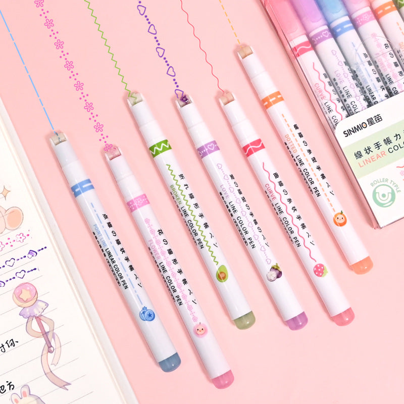 6-in-1 Pattern Roller Linear Color Pen