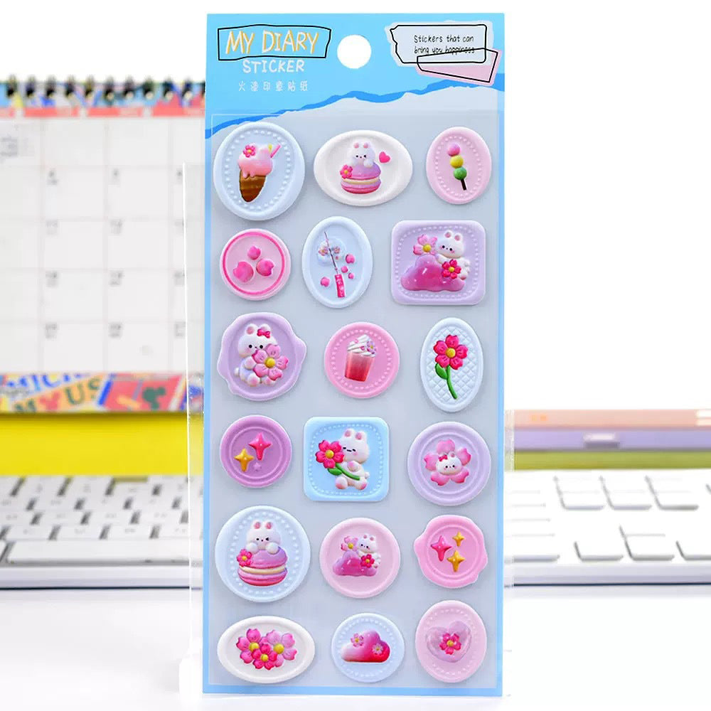 Cute 3D Stamp Style Seal Stickers