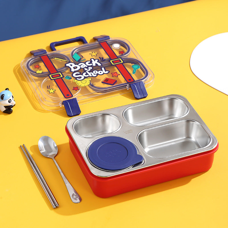 Organize Your Meals with Stainless Steel 4-Grid Lunch Box | 800ml + 150ml