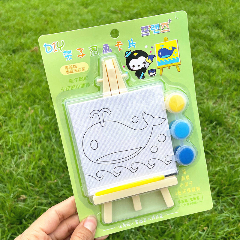 DIY Canvas Easel Painting Kit - 3 Colors & Brush