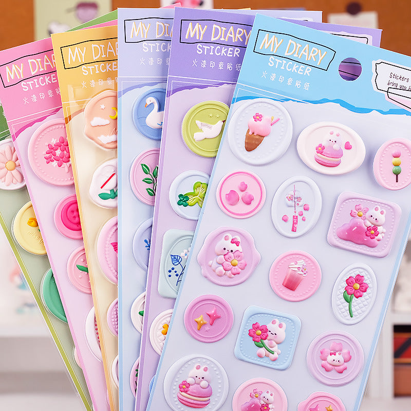 Cute 3D Stamp Style Seal Stickers
