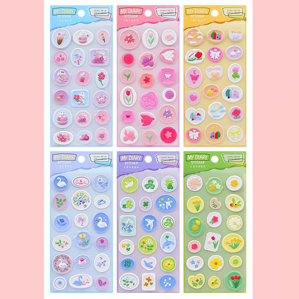 Cute 3D Stamp Style Seal Stickers