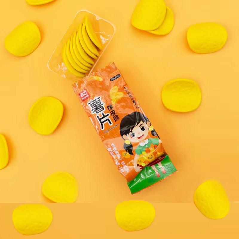 Chips Pencil Erasers Pack of 6