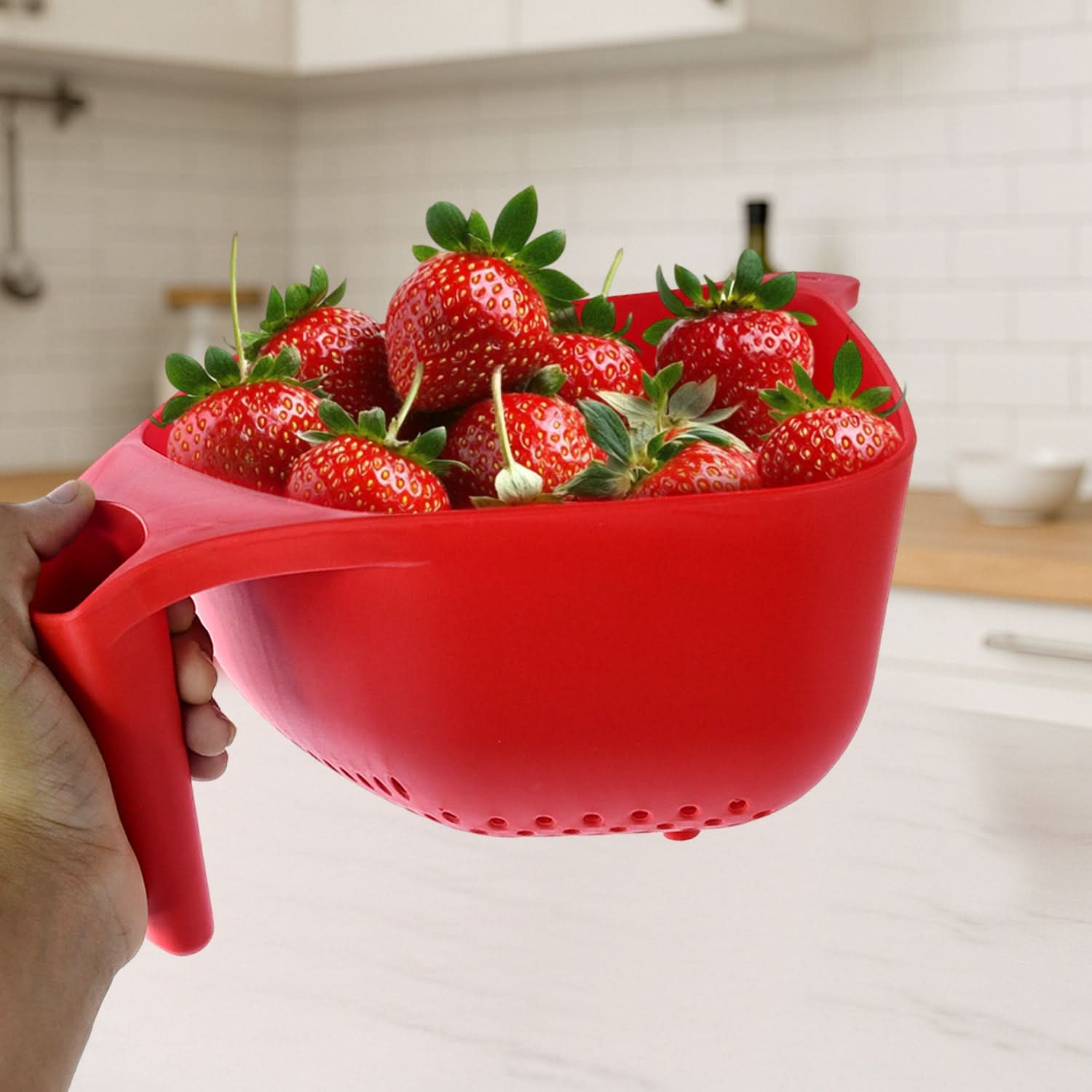 Multi-Functional Plastic Strainer Bowl with Handle – 1.5L
