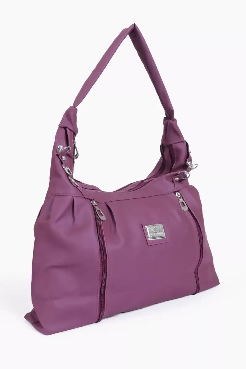 Women’s Casual Solid Hand Bag - Wine