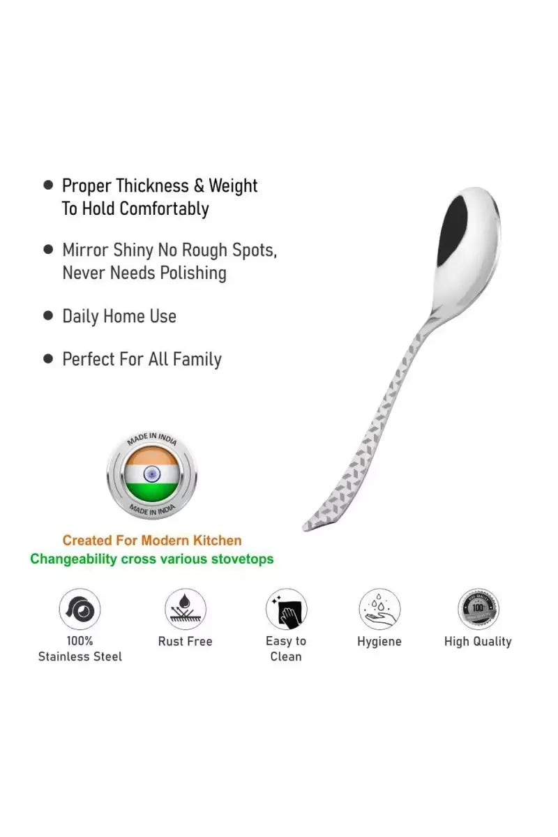 Prabha Stainless Steel Pyramid Tea Spoon Set -14cm