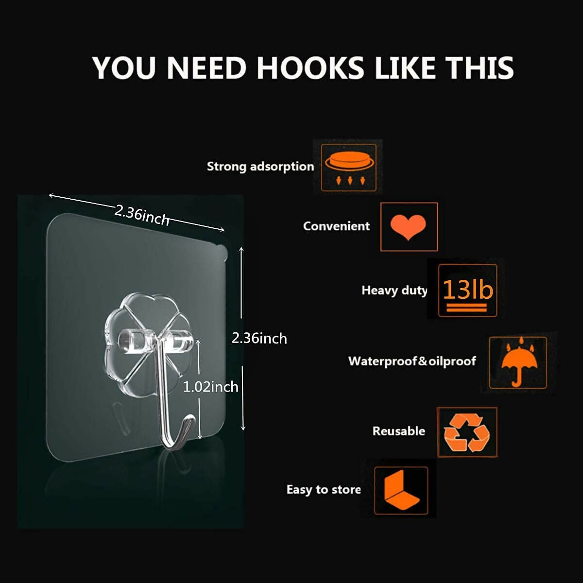 Heavy-Duty Adhesive Wall Hooks – 10-Pack Strong Self-Stick Hooks for Hanging Clothes, Kitchen & Home Essentials