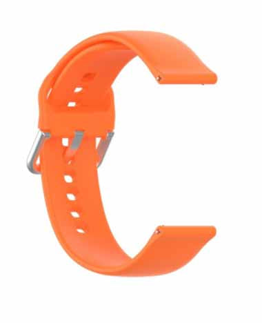 Orange Plain Silicone Strap With Stainless steel Buckle For Smart Watch (22mm)