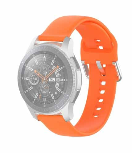 Orange Plain Silicone Strap With Stainless steel Buckle For Smart Watch (22mm)