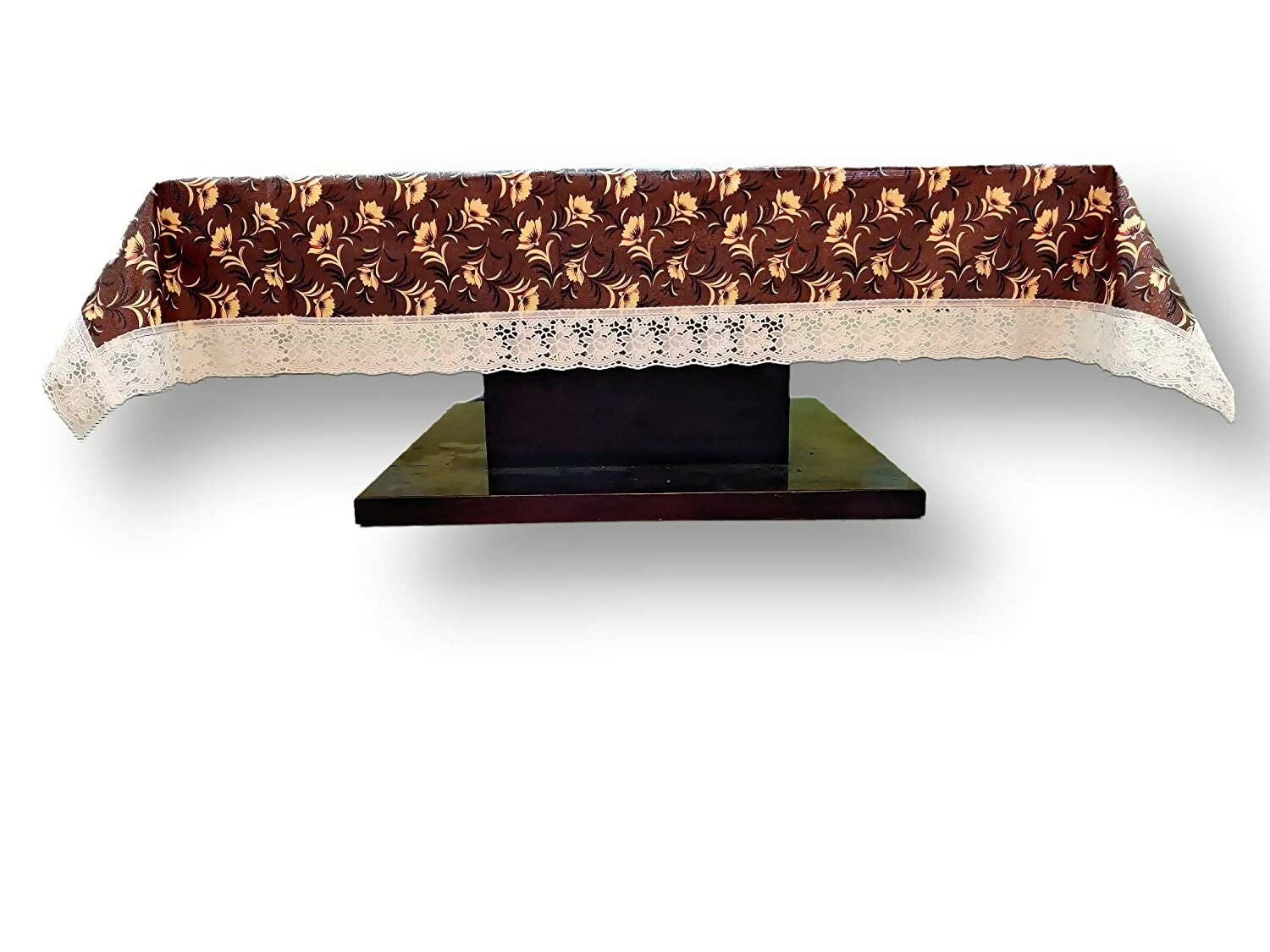 Mopak Decor 3D Table Cover with Lace – Brown Nalni Design