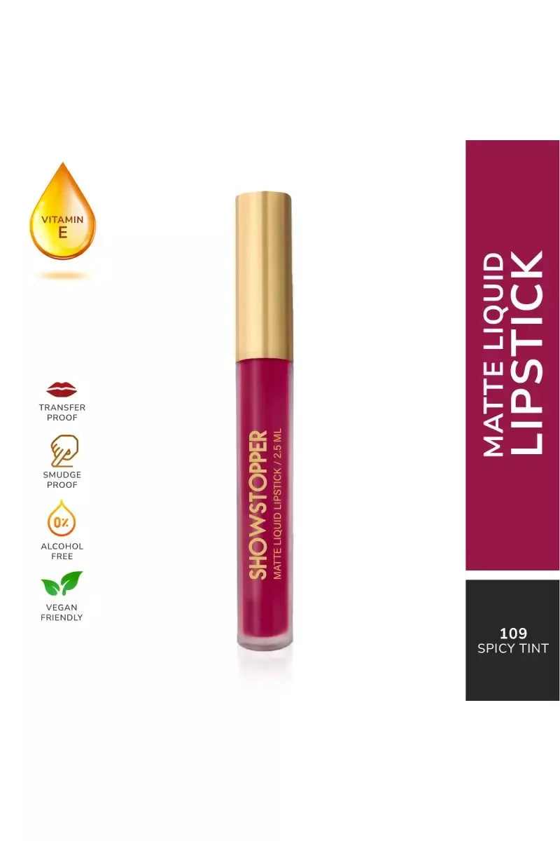 Neyah Show Stopper Matte Liquid Lipstick - 2.4gm (Spicy Tint)