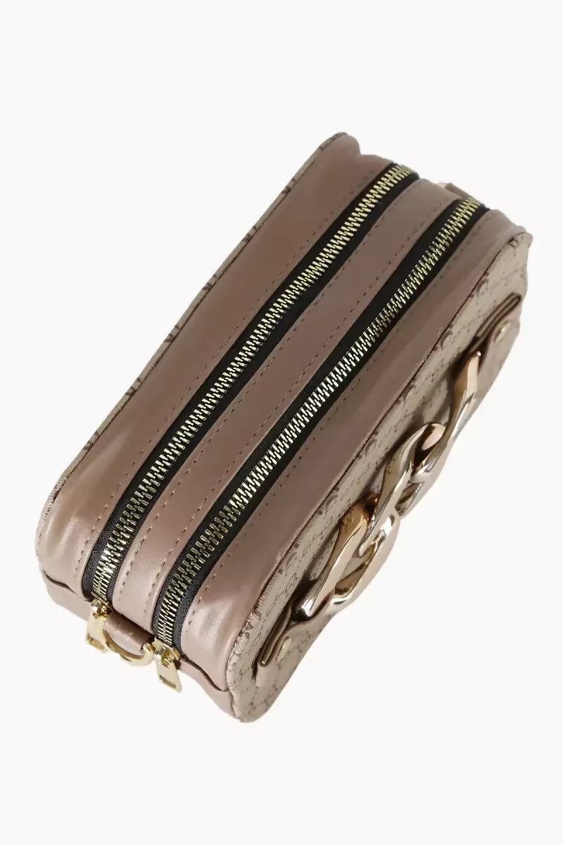 Printed Casual Sling Bag for Women - Khaki