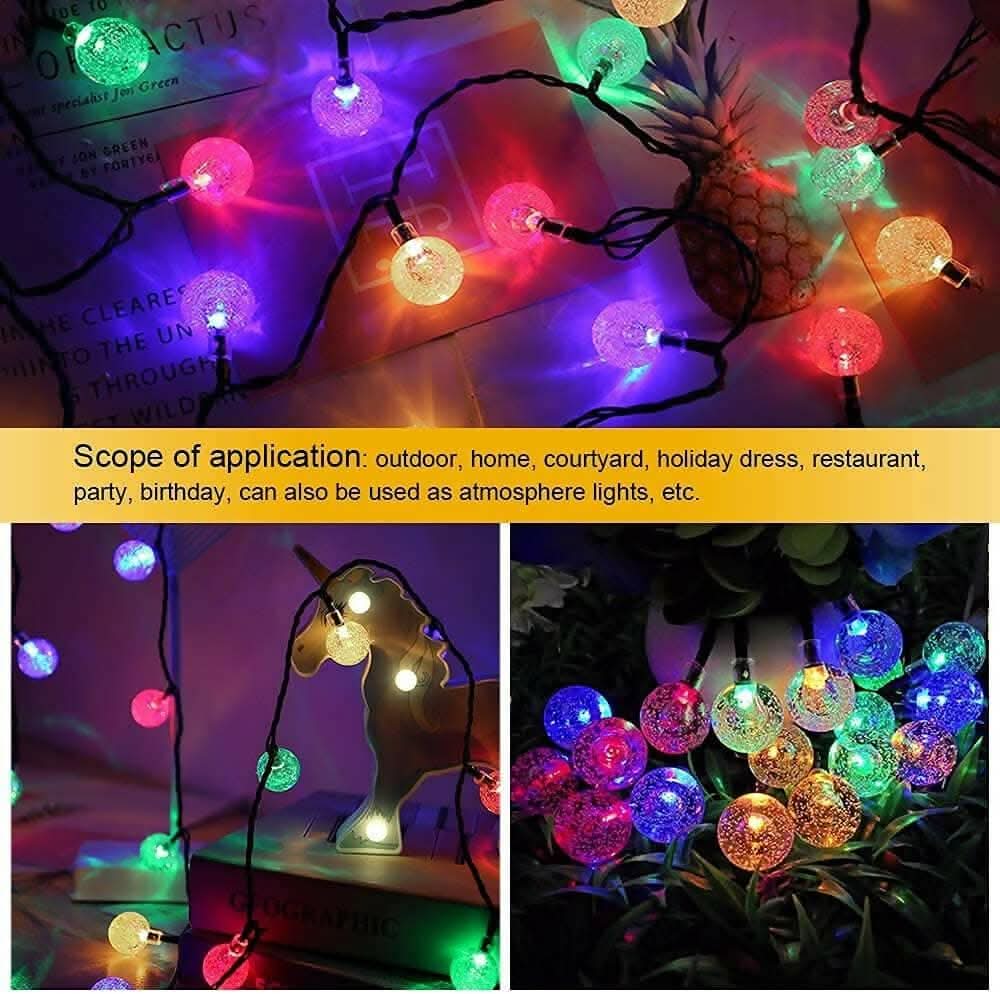 Multicolor Crystal Snowflake Ball LED String Lights (14 Lights)