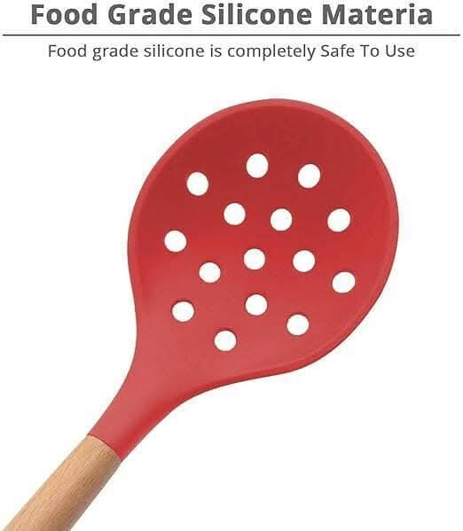 P-Plus International Silicone Slotted Skimmer – Heat Resistant & Scratch-Free (Red)