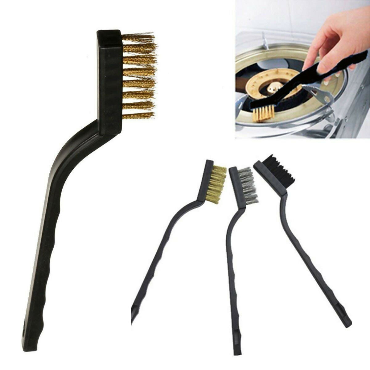 Gas Stove Cleaning Brush Set for Rust,Paint & Metal Polishing (3-Piece)