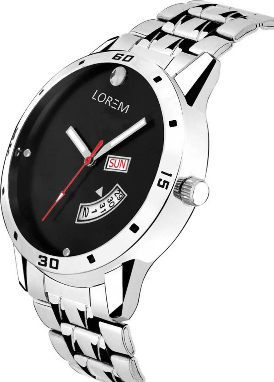 LOREM Black Day Date Analog Watch For Men LR104