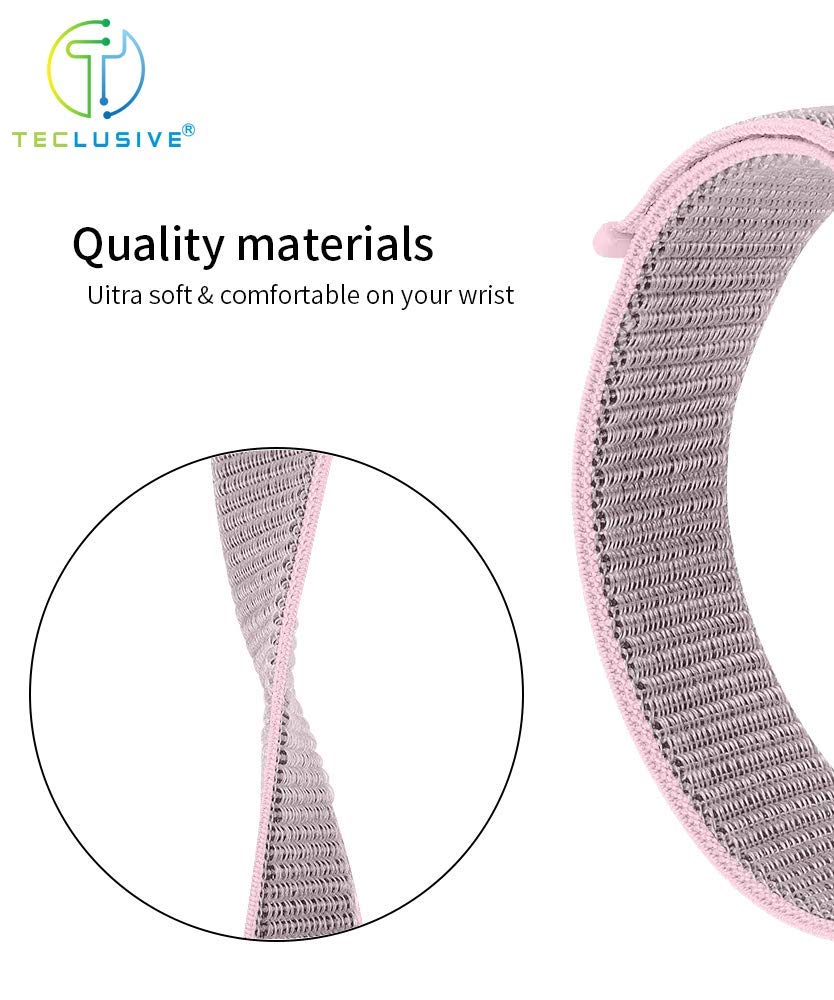 Light Pink Nylon Strap For Smart Watch 22mm
