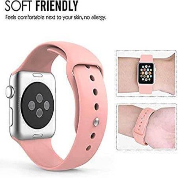 Peach Plain Silicone Strap For Watch Series SE GEN 2 (42mm/44mm/45mm/46mm/49mm)