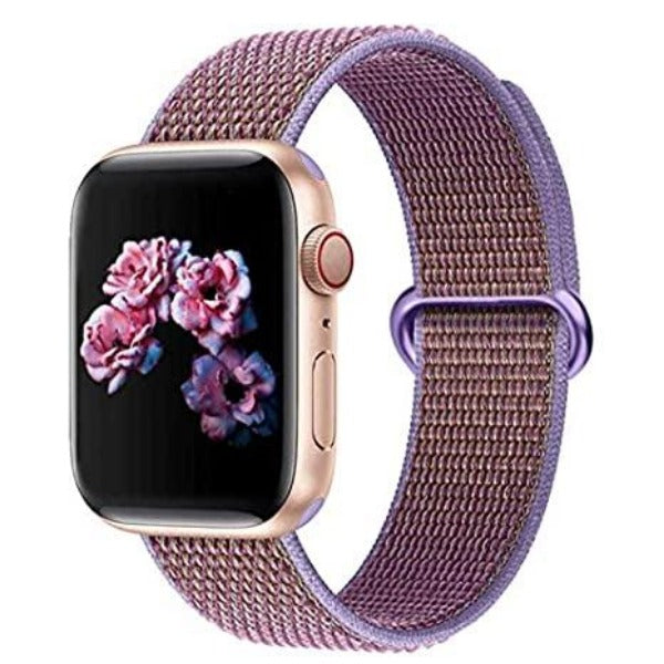 Purple Border Maroon Nylon Strap For Apple Watch Series SE GEN 2 (38mm/40mm/41mm)