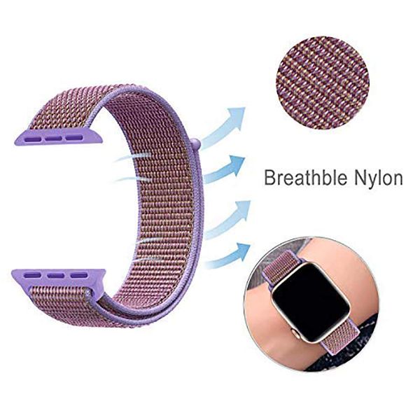 Purple Border Maroon Nylon Strap For Apple Watch Series 6 (38mm/40mm/41mm)