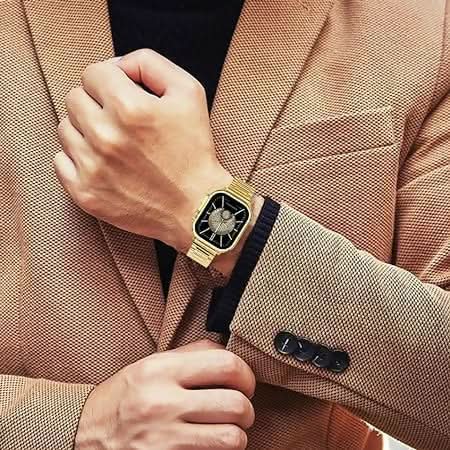 49mm Golden Smartwatch for Men – Bluetooth Calling & Wireless Charging
