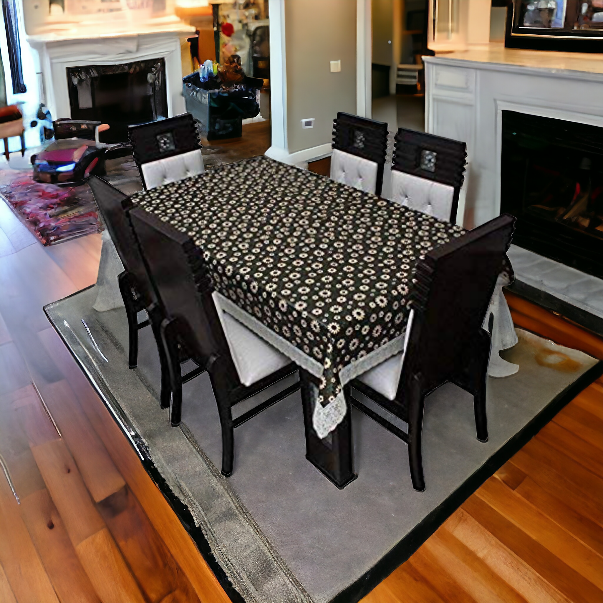 Mopak Elegant & Classic 3D Table Cover (Brown Flower Design)