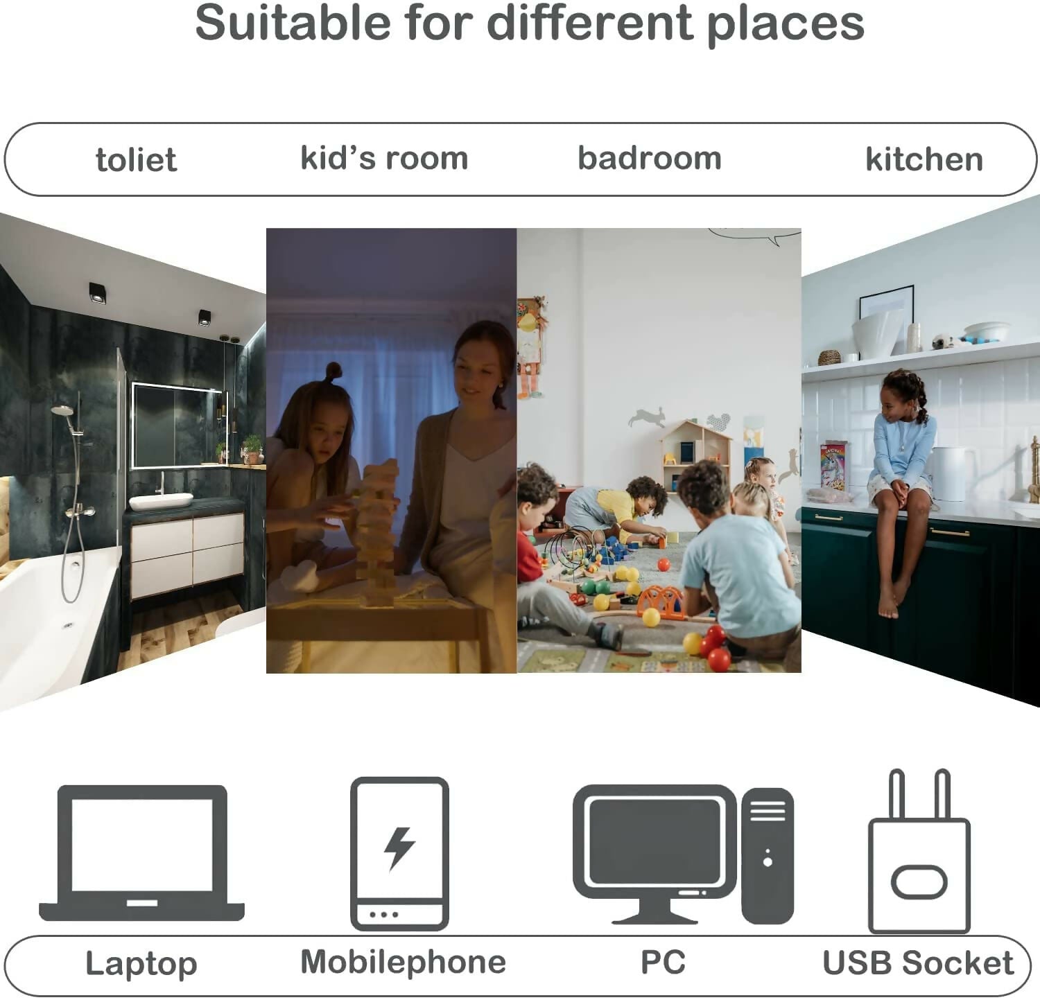 Plug-in Mini USB LED Night Light Portable & Flexible (5 PCS)