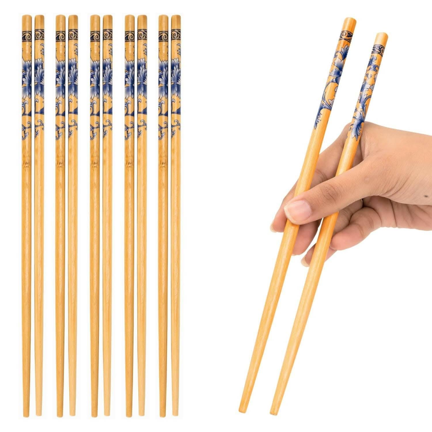Natural Bamboo Reusable Chopsticks (20 Pairs)